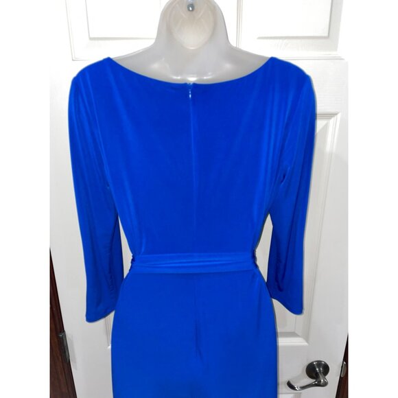 Vince Camuto Blue Belted 3/4 Sleeve Dress Size 6 - Picture 10 of 10